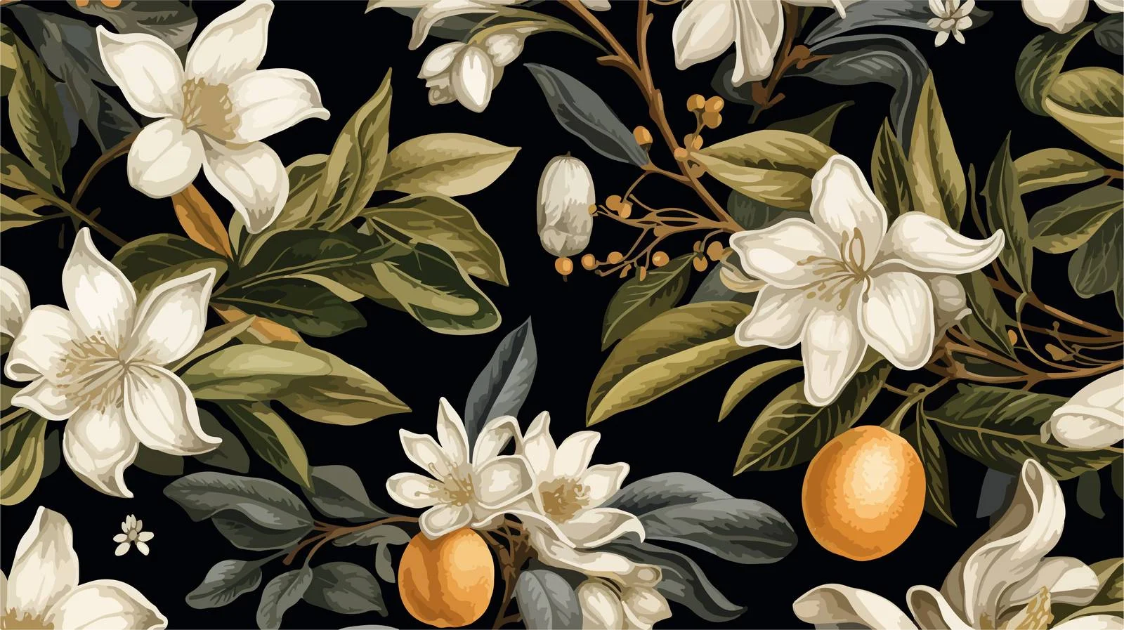 Elegant Vanilla Leaf Floral Seamless Pattern — free download from Dotvec
