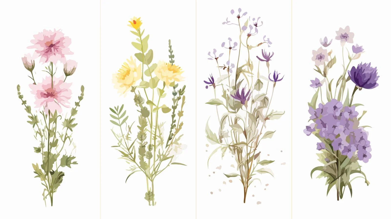 Elegant Botanical Postcard Design with Vertical Florals — free download from Dotvec