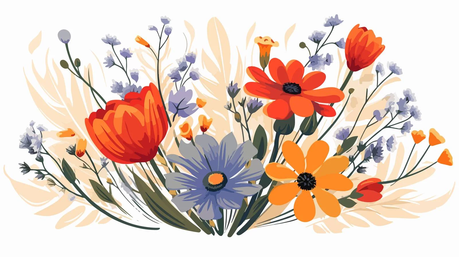 Vibrant Spring Floral Field Bouquet — free download from Dotvec