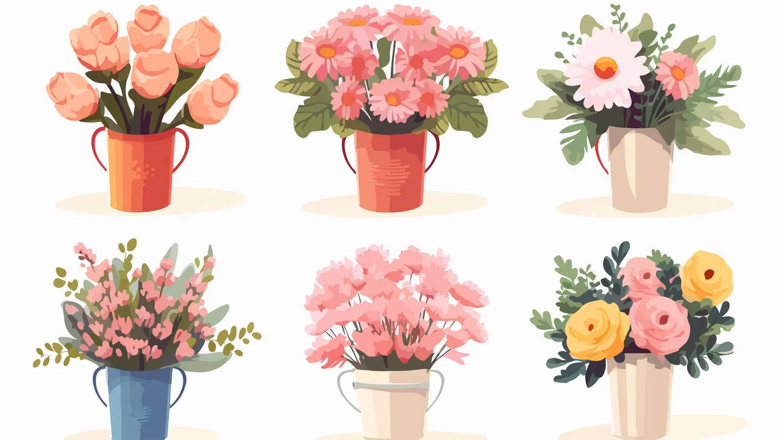 Elegant Flower Bouquets in Paper-Wrapped Bucket — free download from Dotvec