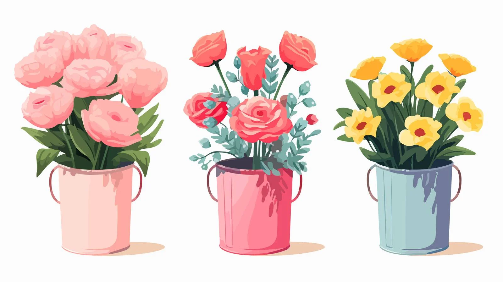 Elegant Bucket of Flower Bouquets Arrangement — free download from Dotvec