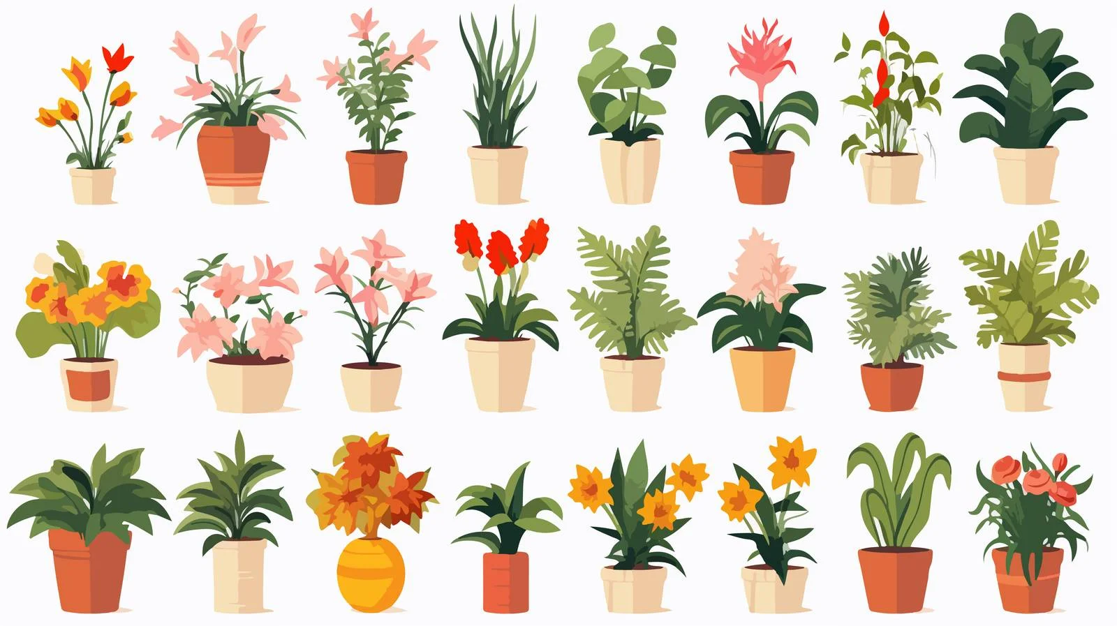 Elegant Potted Flowers and Foliage Arrangement — free download from Dotvec