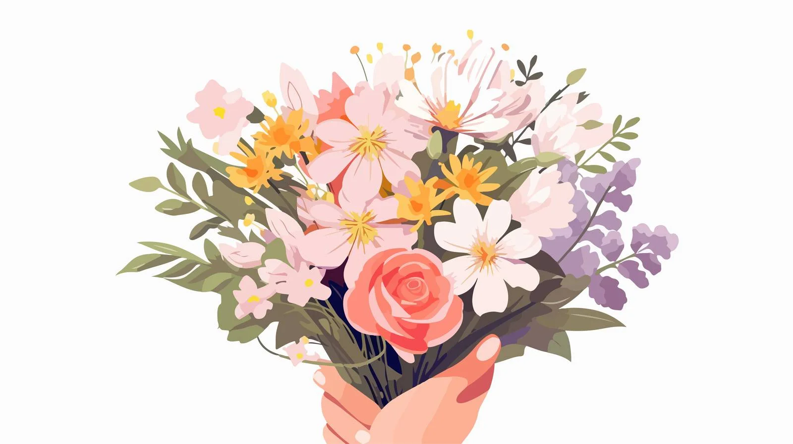 Elegant Floral Bouquet Held in Hands — free download from Dotvec