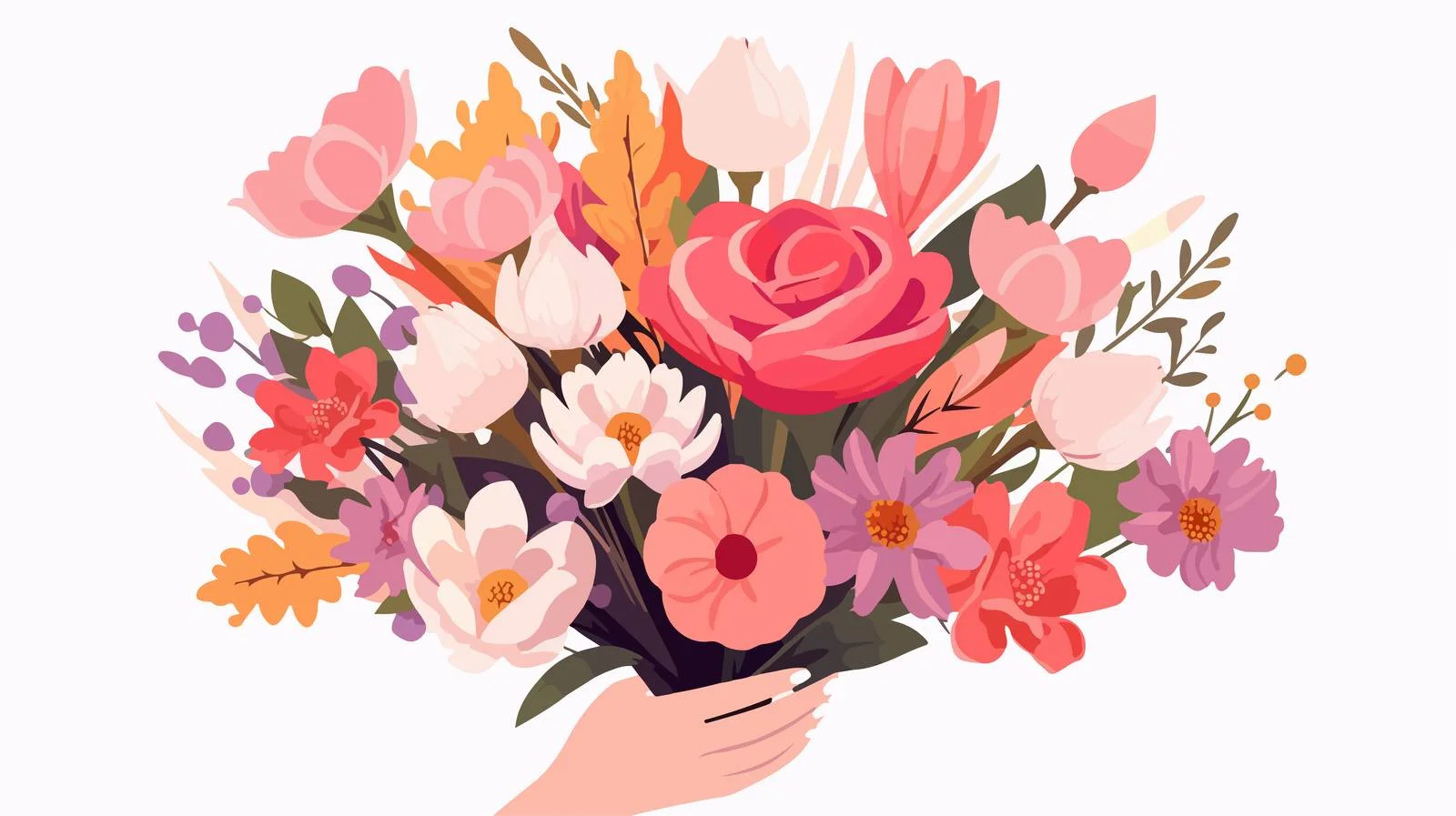 Elegant Hands Holding Fresh Floral Bouquet — free download from Dotvec