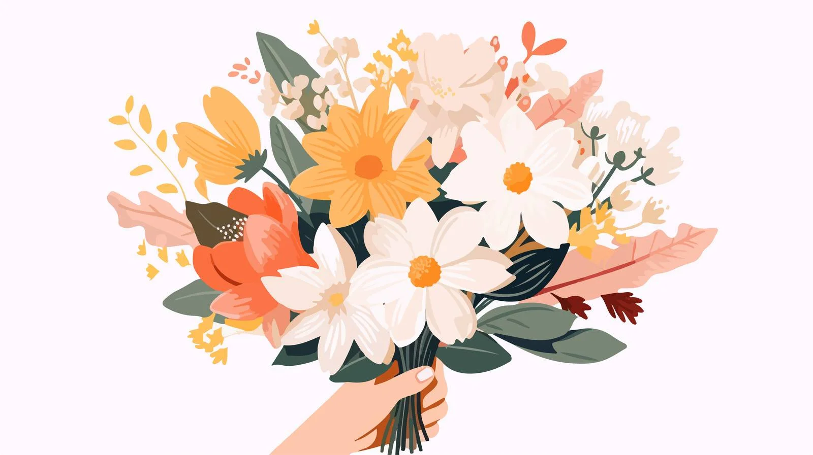 Graceful hands holding fresh floral bouquet — free download from Dotvec