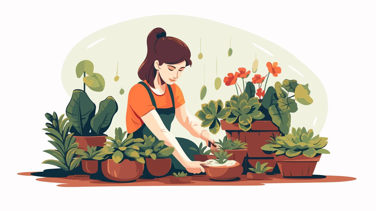 Gardening Flowers Replanting Top View Illustration — free download from Dotvec