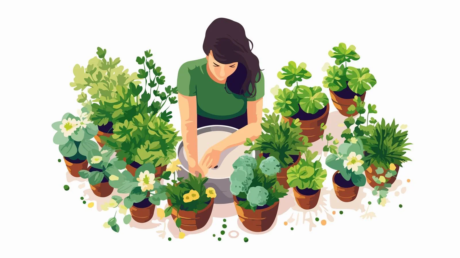 Floral Replanting Top View Graphic Design — free download from Dotvec