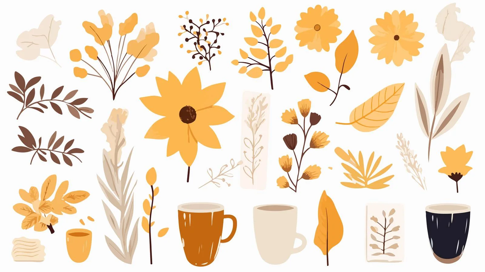 Botanical scrapbooking elements flat design illustration — free download from Dotvec