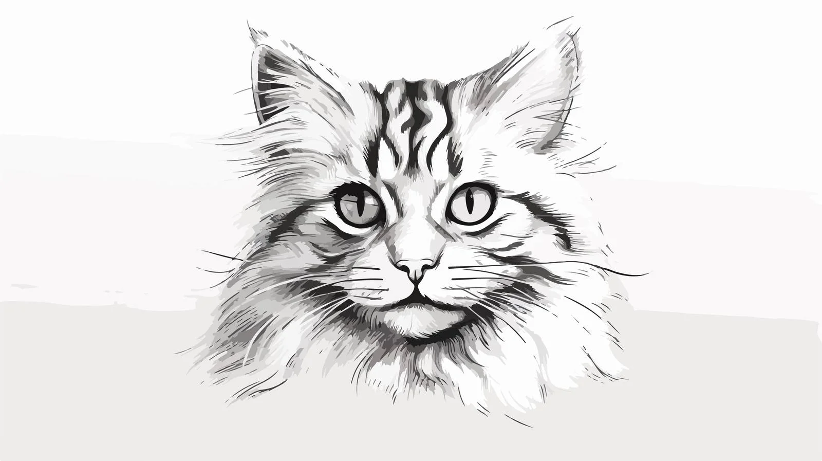 Hand-Drawn Fluffy Cat Face Sketch — free download from Dotvec