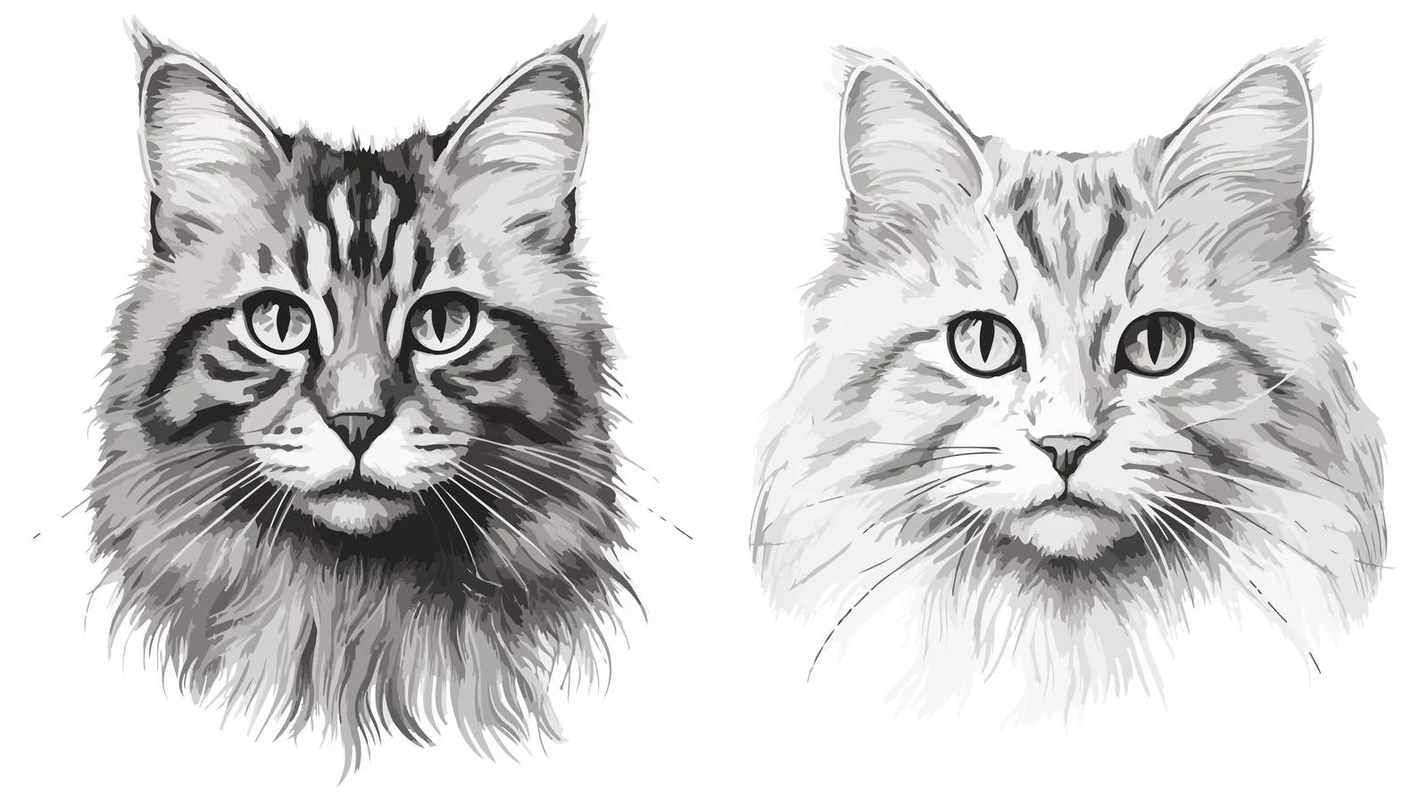 Fluffy Cat Face Sketch Illustration — free download from Dotvec