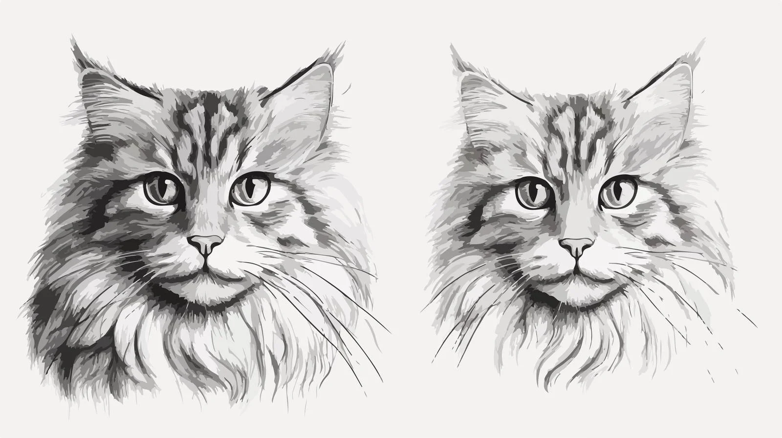 Hand-Drawn Fluffy Cat Face Sketch — free download from Dotvec