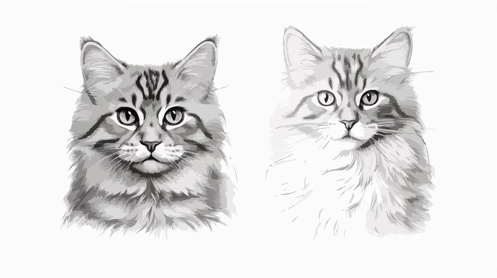 Fluffy Cat Face Sketch Illustration — free download from Dotvec
