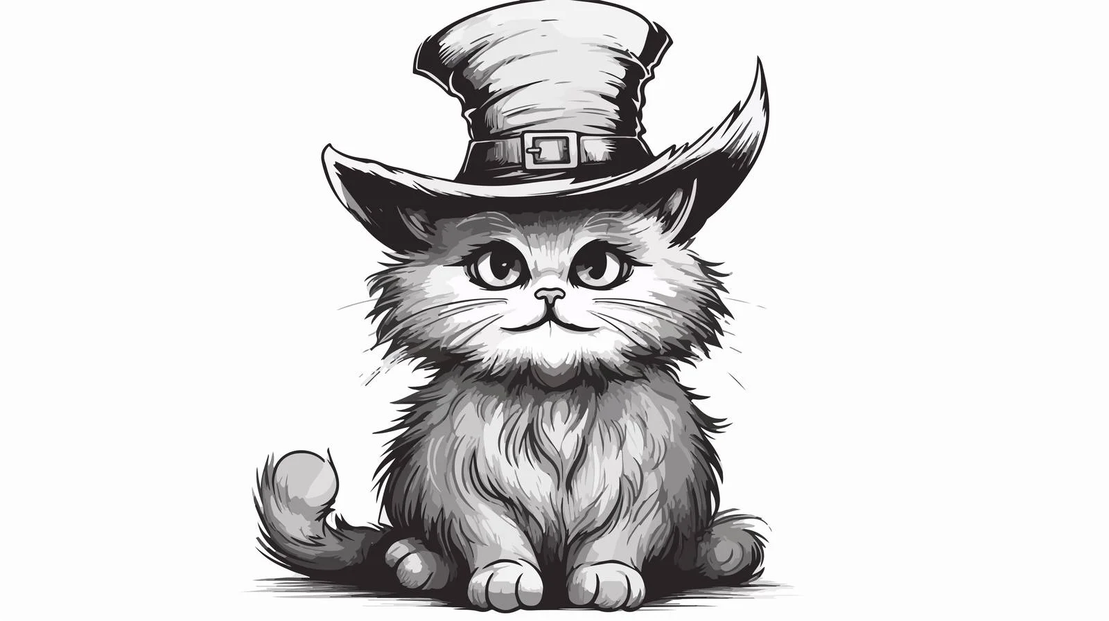 Hand Drawn Fluffy Cat Vector Illustration — free download from Dotvec