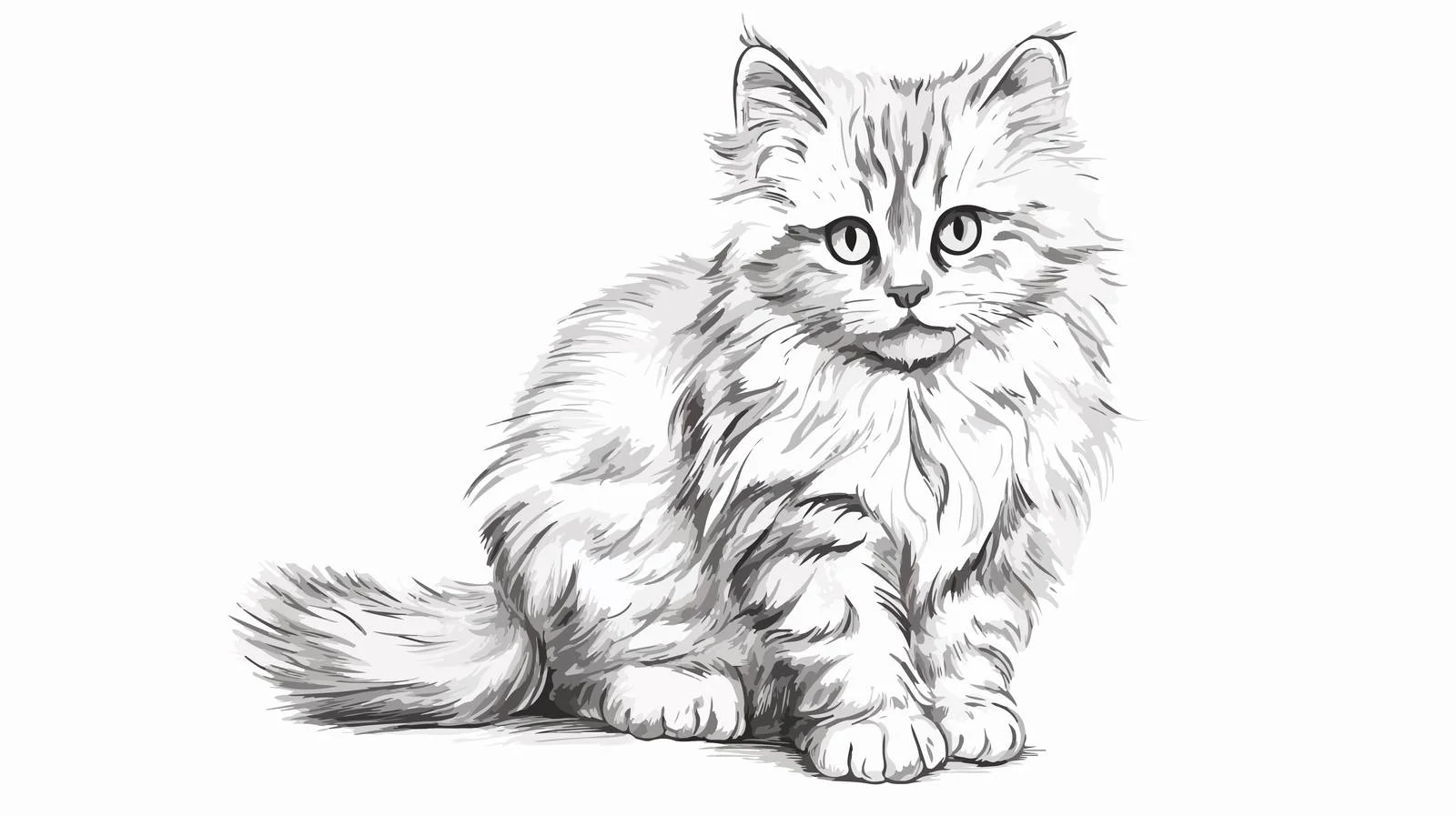 Fluffy Cat Cartoon Sketch Vector — free download from Dotvec