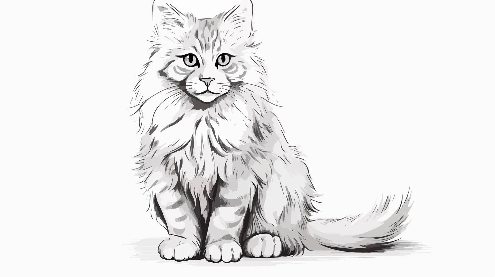 Fluffy Cat Sketch Cartoon Vector — free download from Dotvec