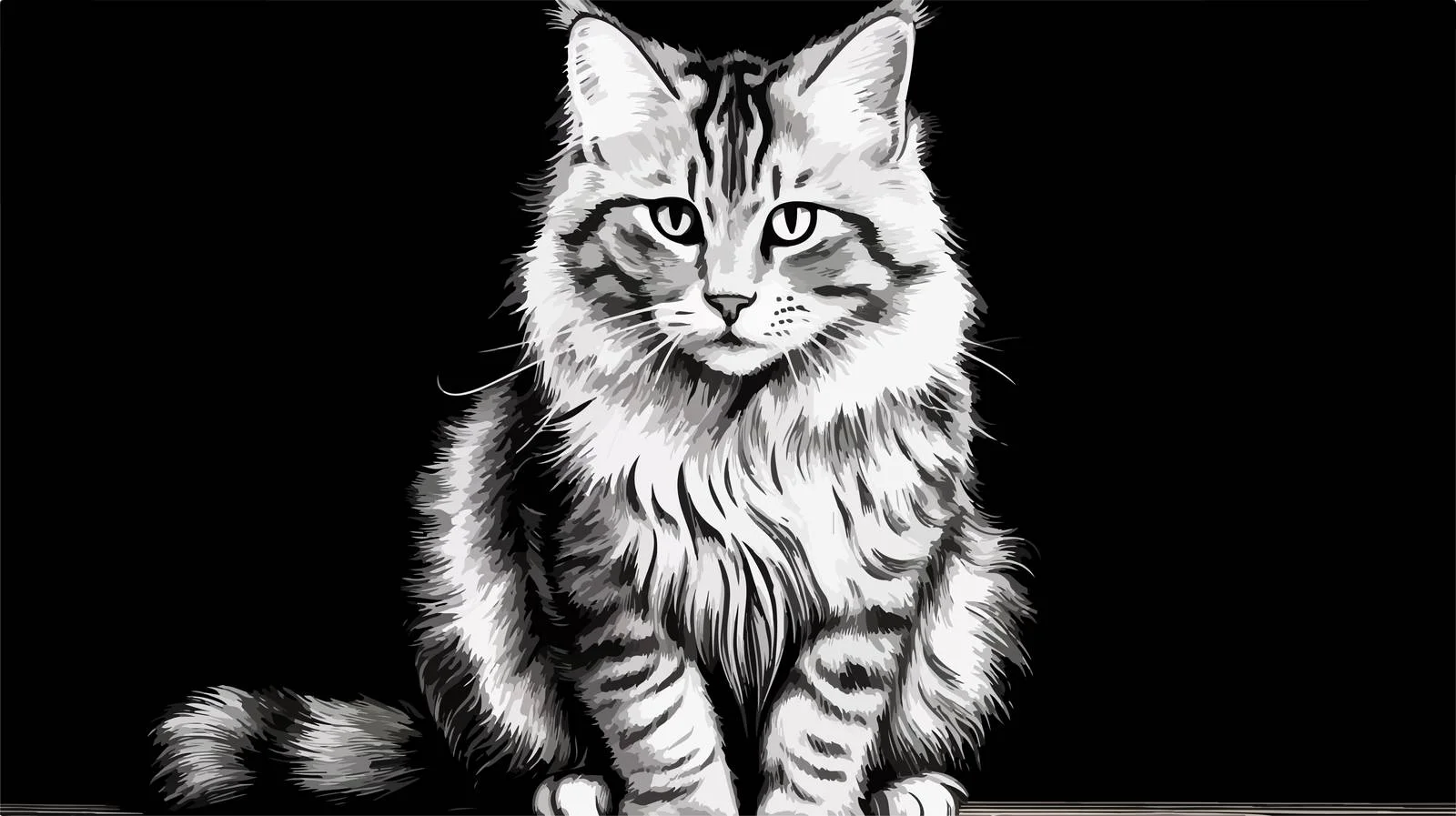 Hand-Drawn Engraved Style Cat Sketch — free download from Dotvec