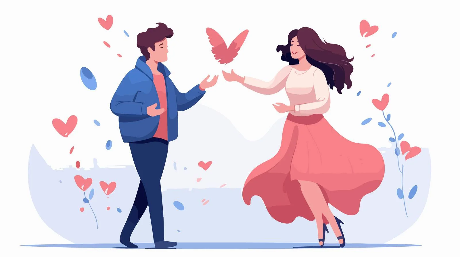 Romantic Couple Exchanging Heart Emojis Affectionately — free download from Dotvec