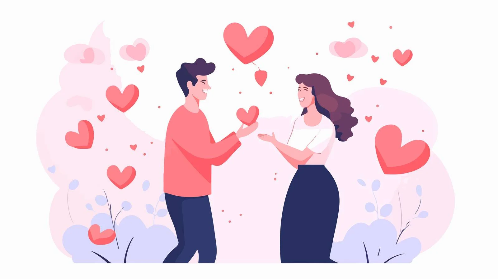 Romantic Couple Sending Hearts Affectionately — free download from Dotvec