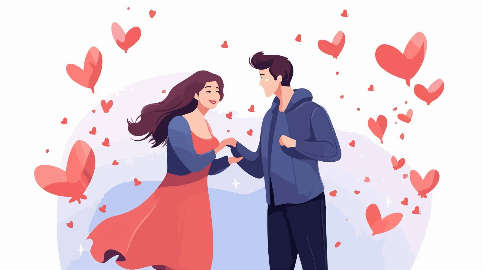 Romantic Couple Exchanging Heart Emojis Lovingly — free download from Dotvec