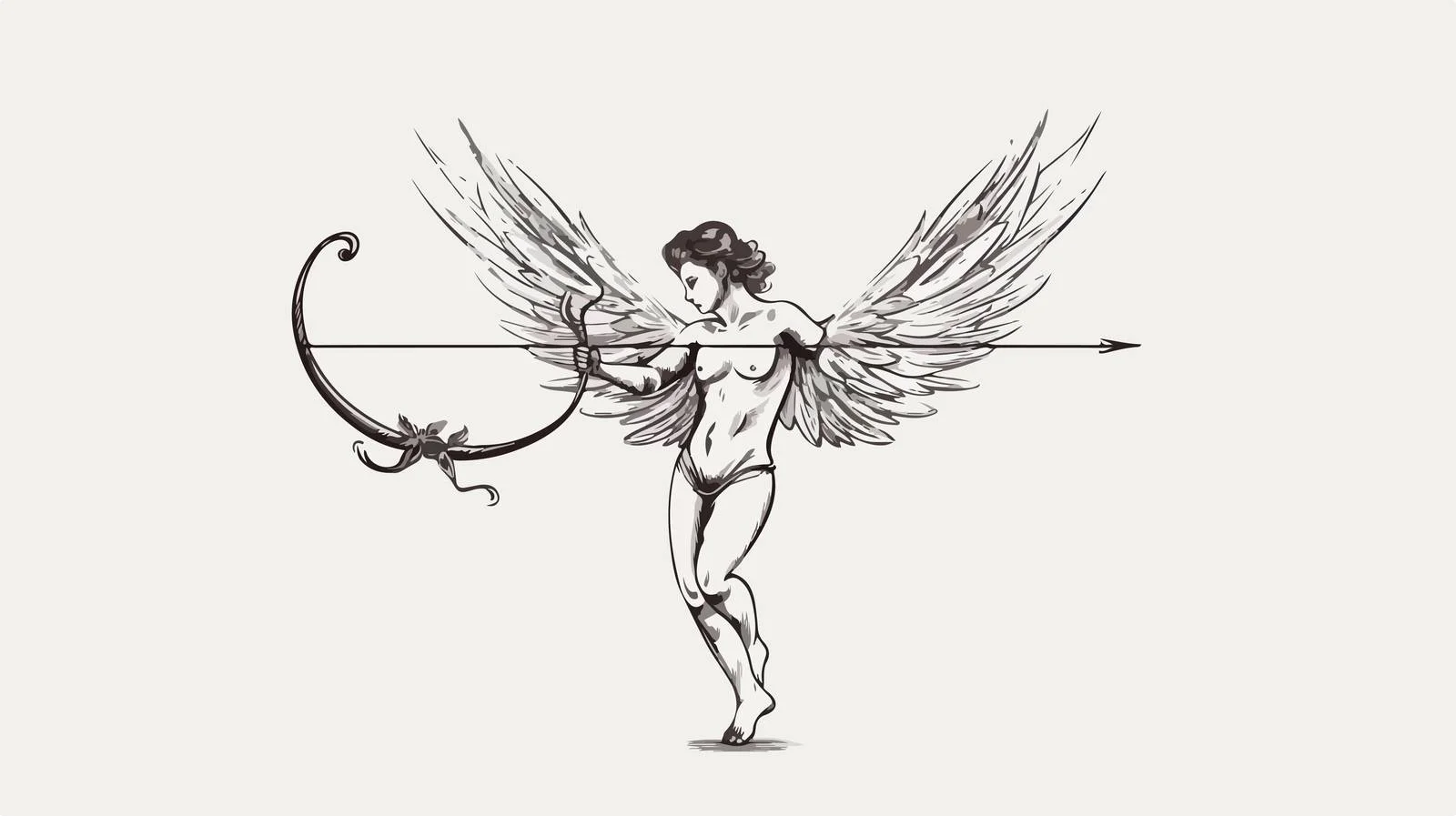 Mythical Cupid with Bow Aiming Arrow — free download from Dotvec