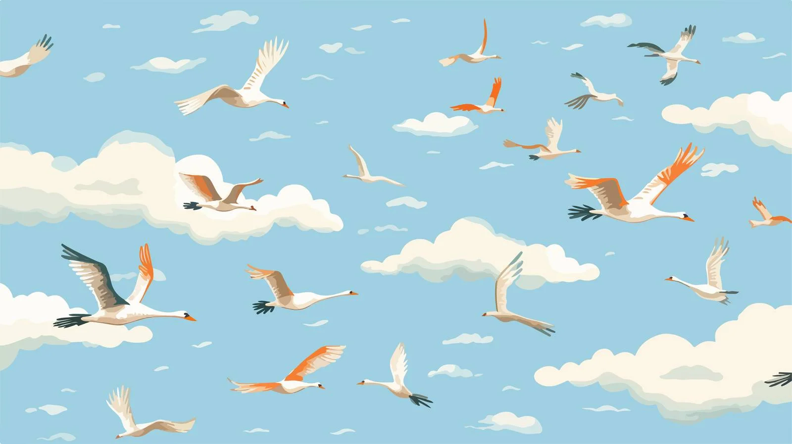 Avian Seamless Patterns: Cranes and Doves — free download from Dotvec