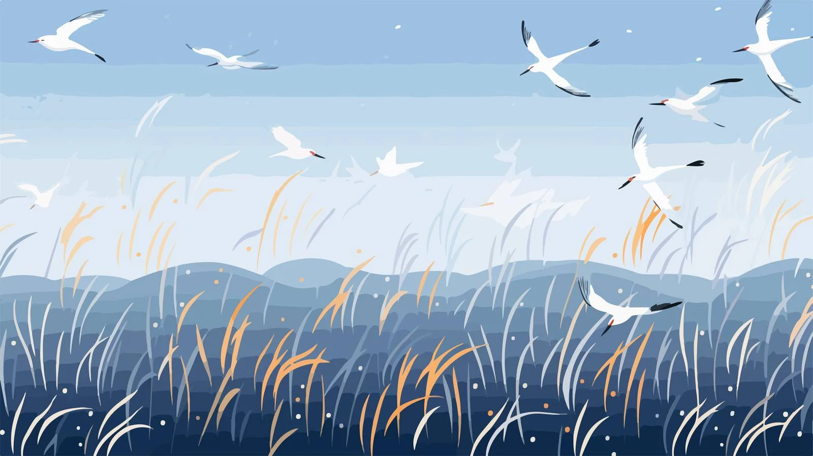 Graceful Birds Seamless Pattern Collection with Cranes — free download from Dotvec