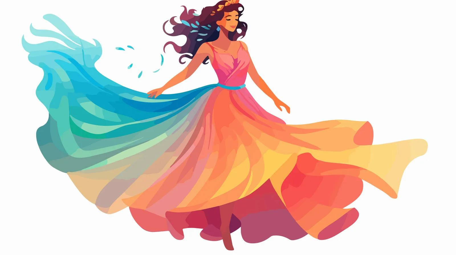 Enchanting Fairy in Elegant Dress on White — free download from Dotvec