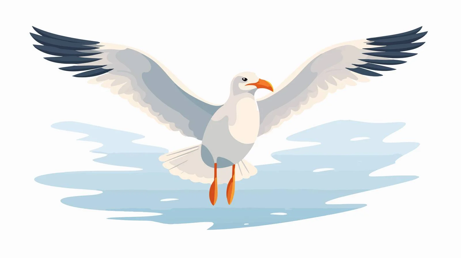 Graceful Seagull Flat Vector in Flight — free download from Dotvec