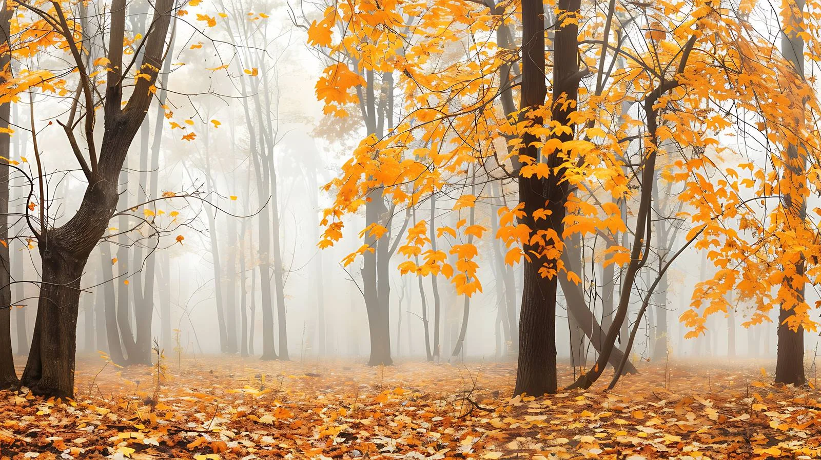 Serene Autumn Forest Scene on White — free download from Dotvec