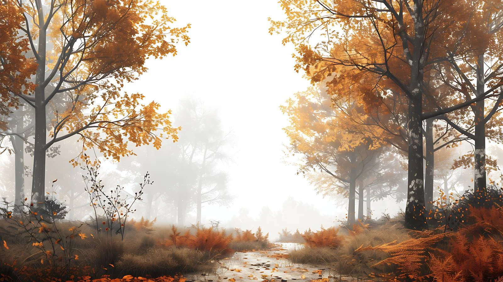 Misty Autumn Woods on White Background — free download from Dotvec