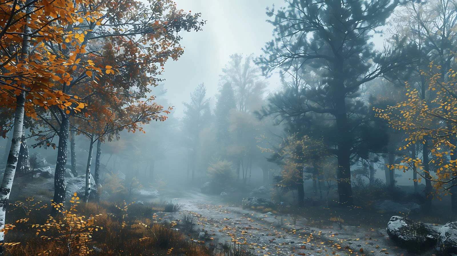 Misty Autumn Woodland on Blank Background — free download from Dotvec