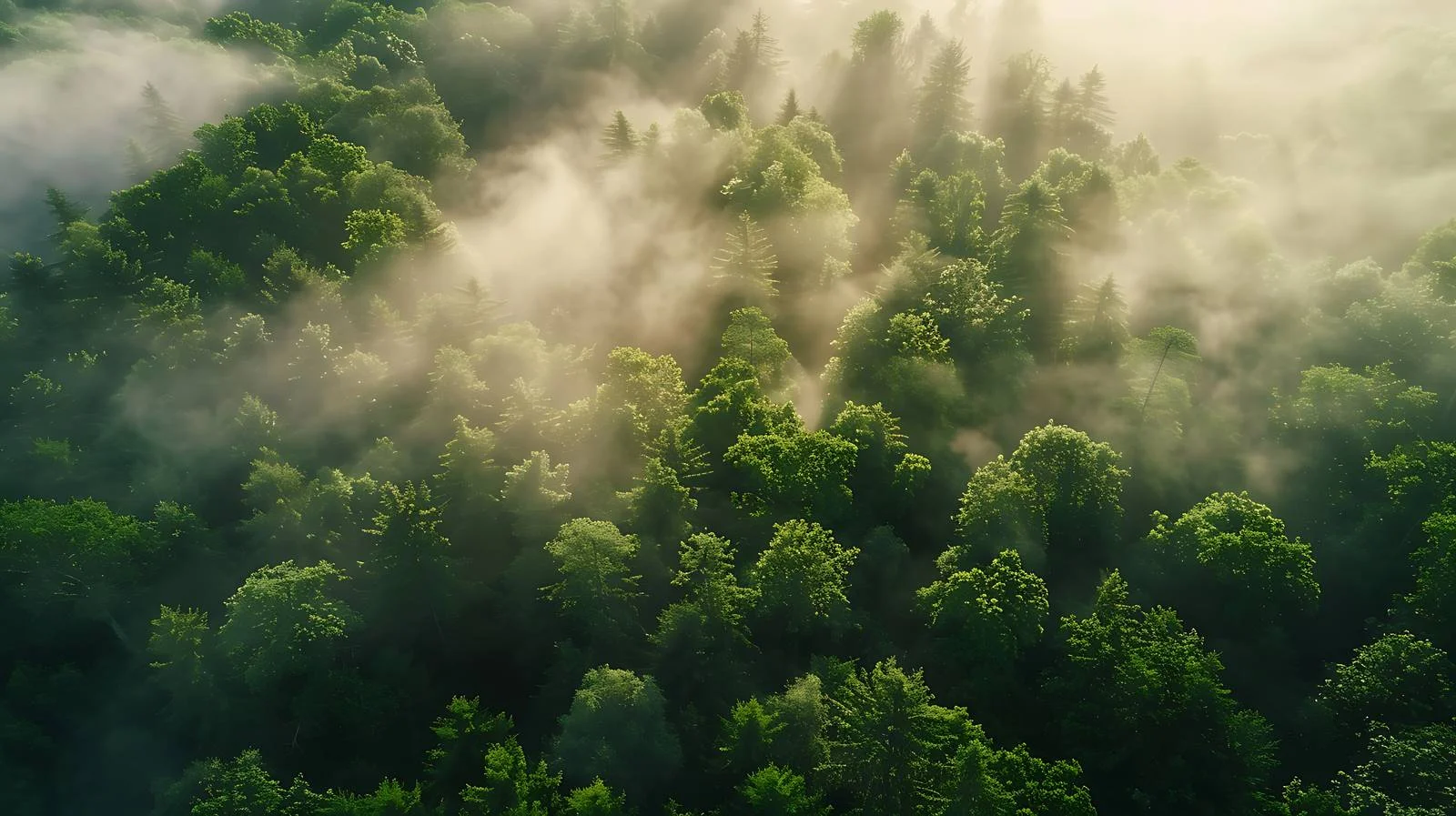 Misty Morning Above Forest Aerial View — free download from Dotvec