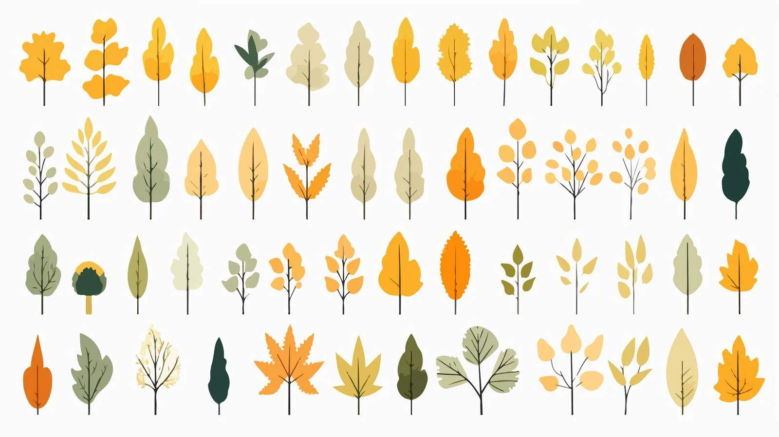Autumn Foliage Forest Woodland Plants Collection — free download from Dotvec