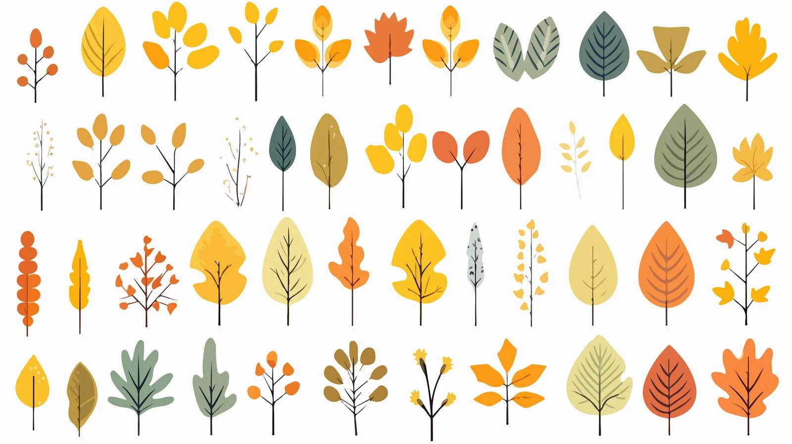 Autumnal Woodland Foliage Set — free download from Dotvec