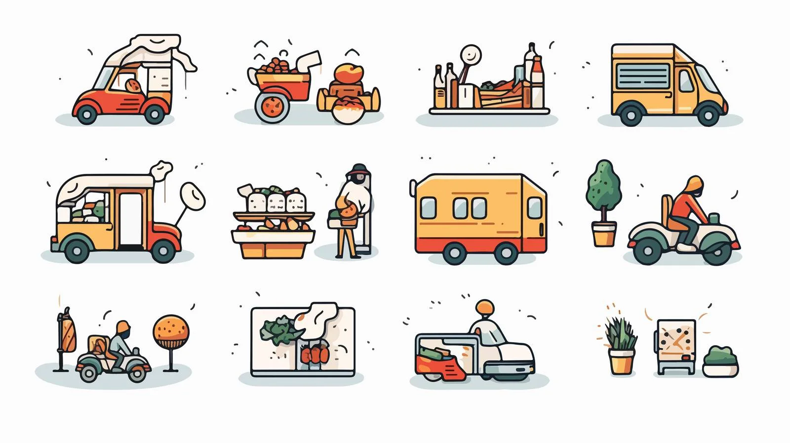 Modern Food Delivery Lineart Illustration — free download from Dotvec