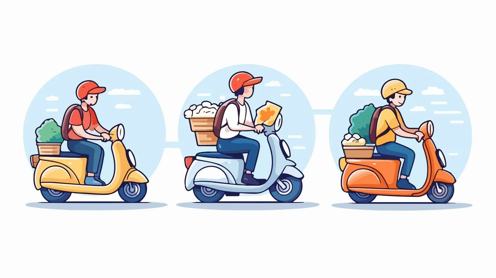 Modern Food Delivery Lineart Illustration Collection — free download from Dotvec