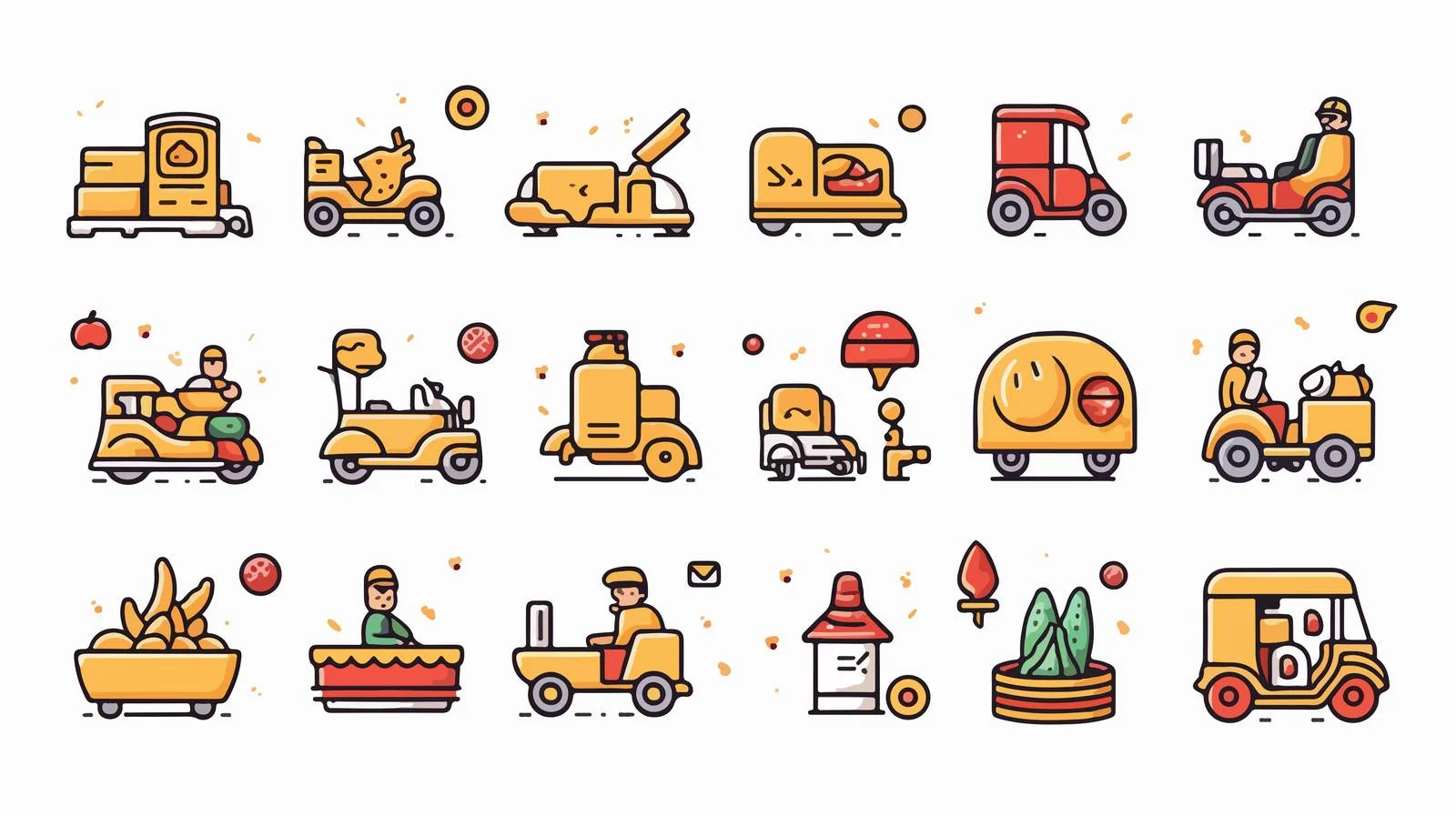 Modern Food Delivery Line Art Illustrations — free download from Dotvec