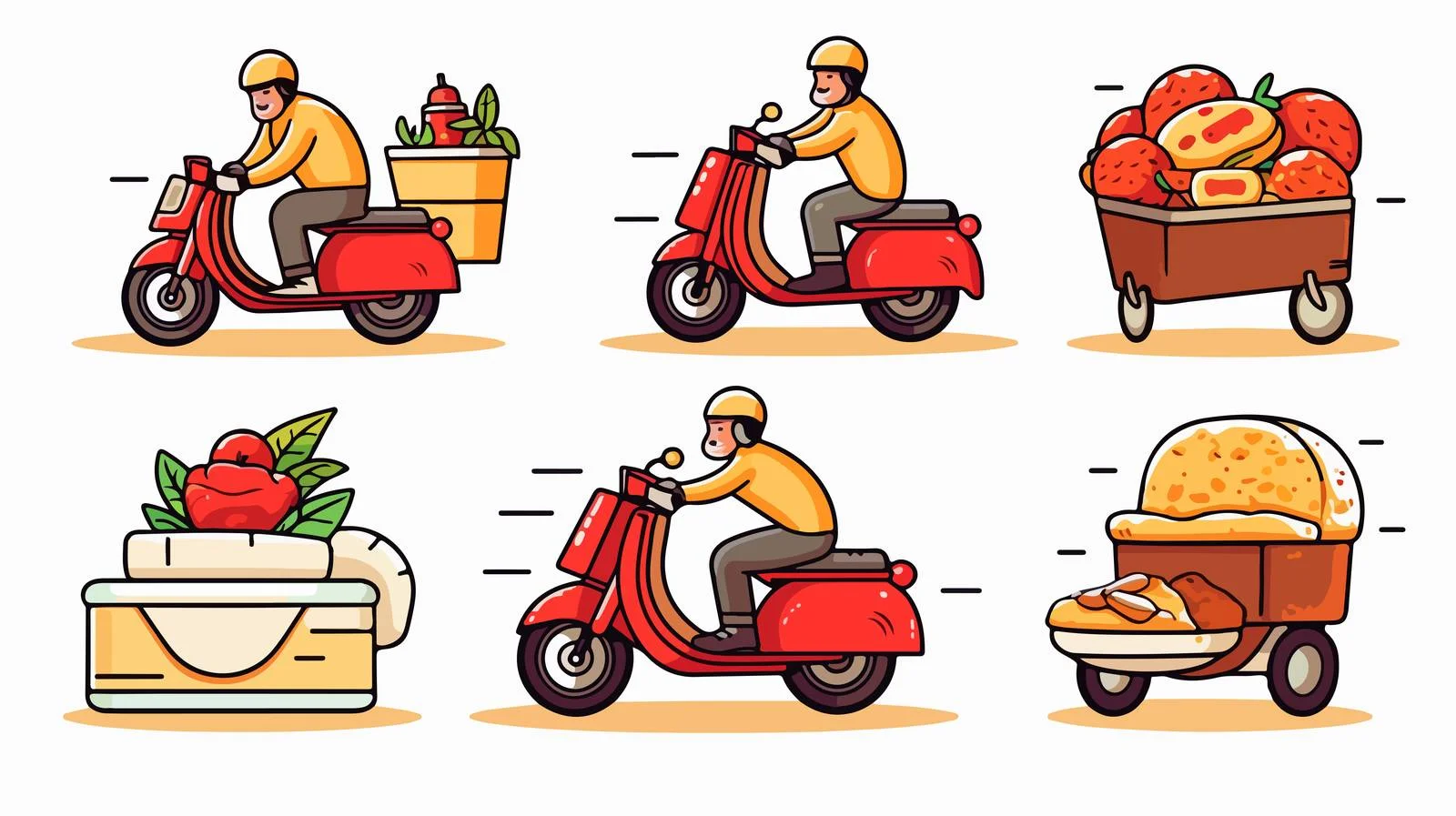 Modern Food Delivery Line Art Illustration – free delivery truck image from Dotvec
