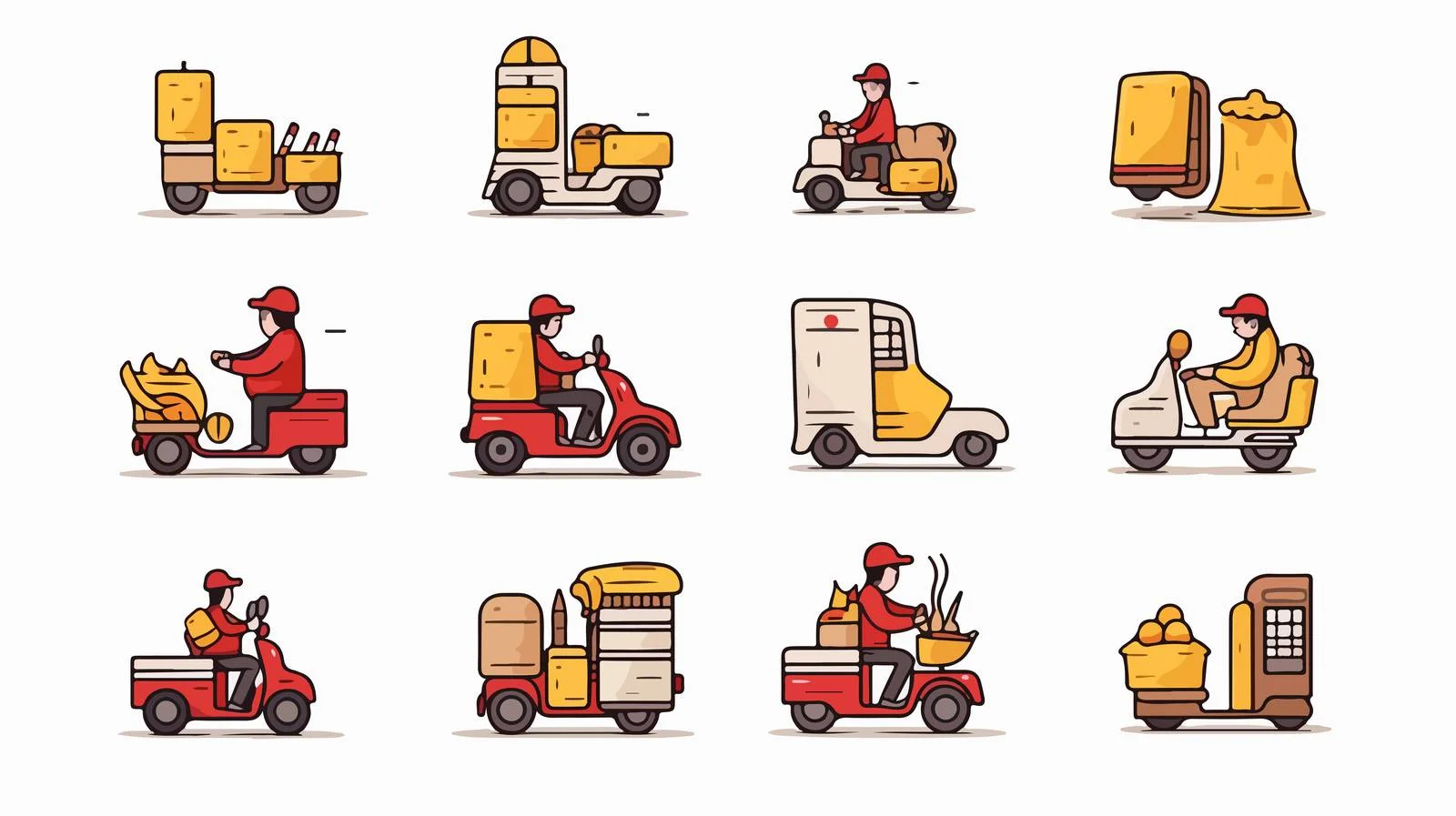 Modern Food Delivery Lineart Illustration Collection — free download from Dotvec