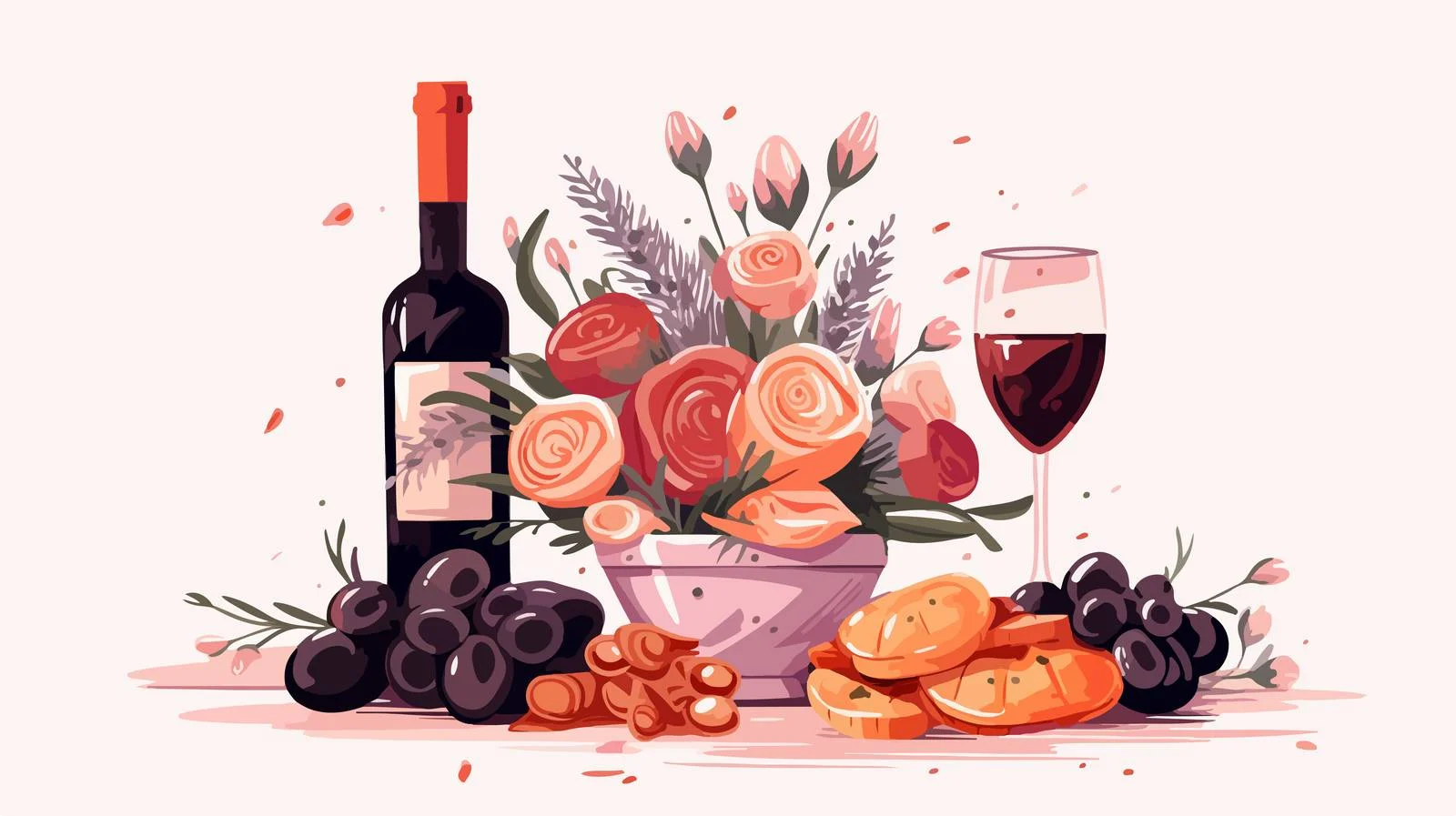 Exquisite Romantic Dinner Snacks and Drinks — free download from Dotvec