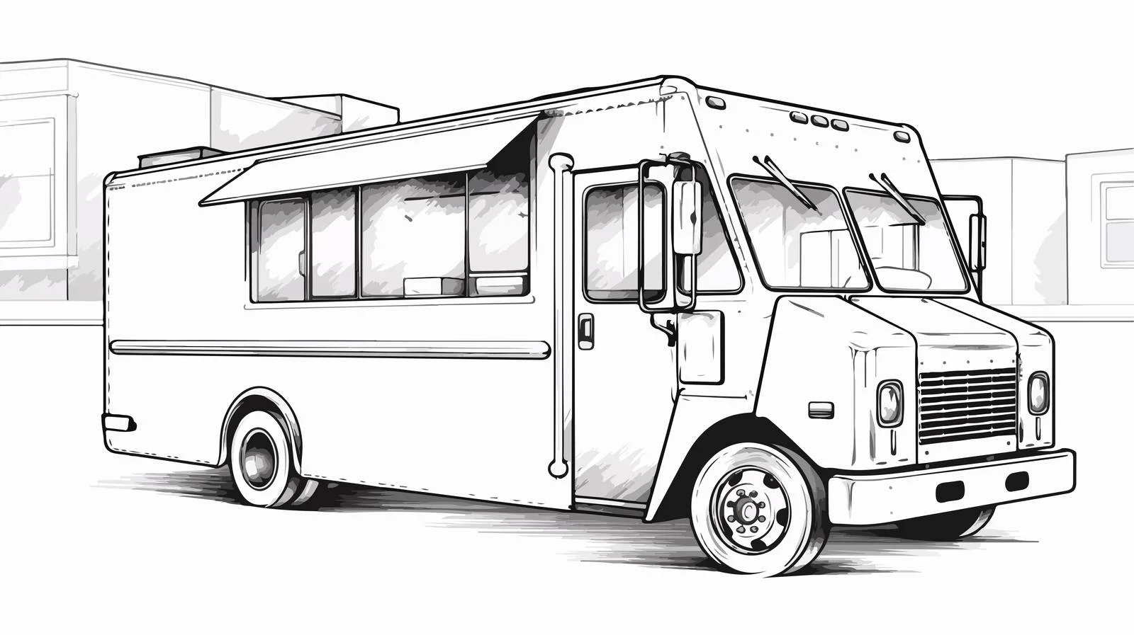 Fast Food Truck Hand-Drawn Illustration — free download from Dotvec