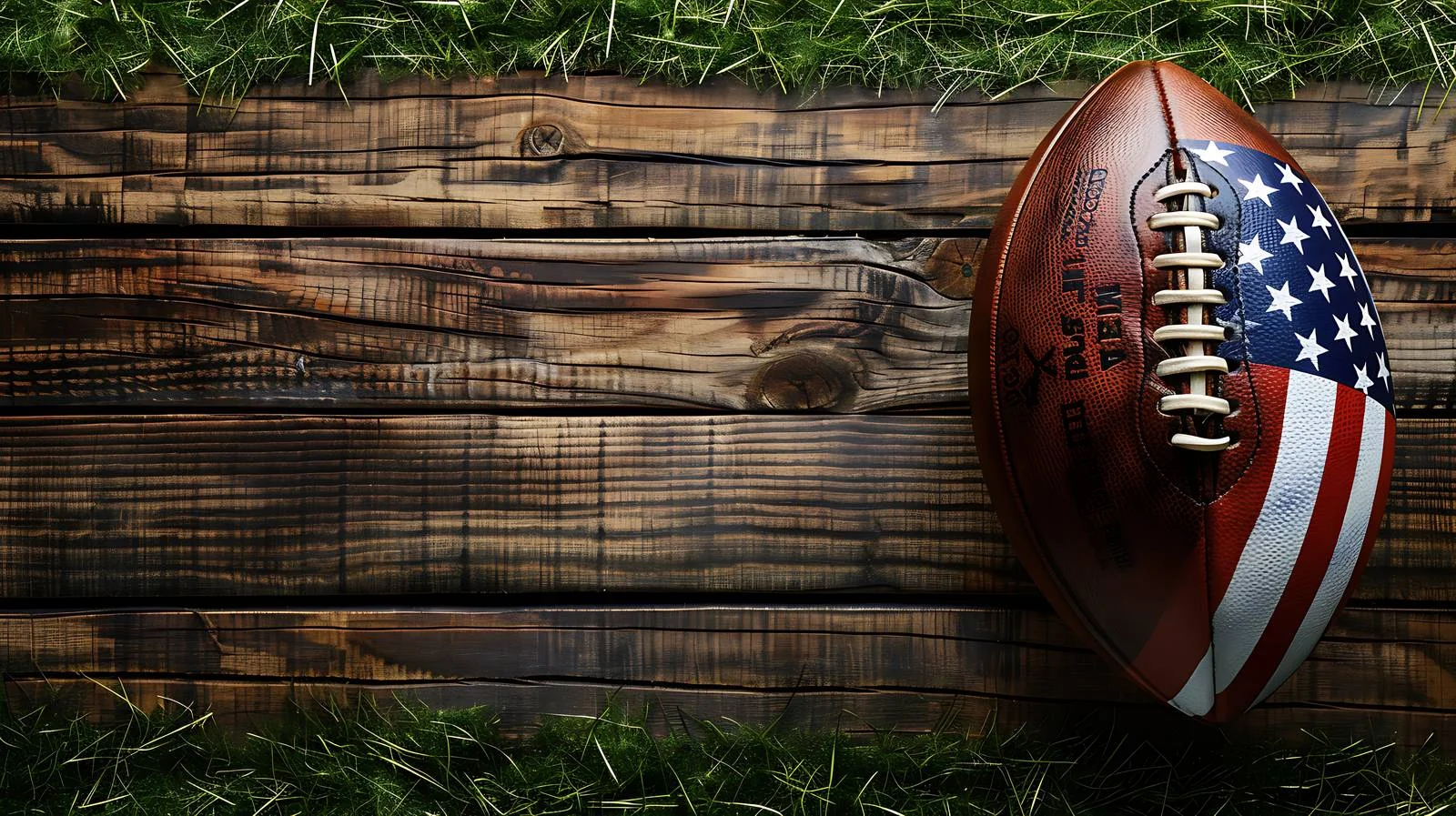 American Flag Football on Dark Pine Background — free download from Dotvec