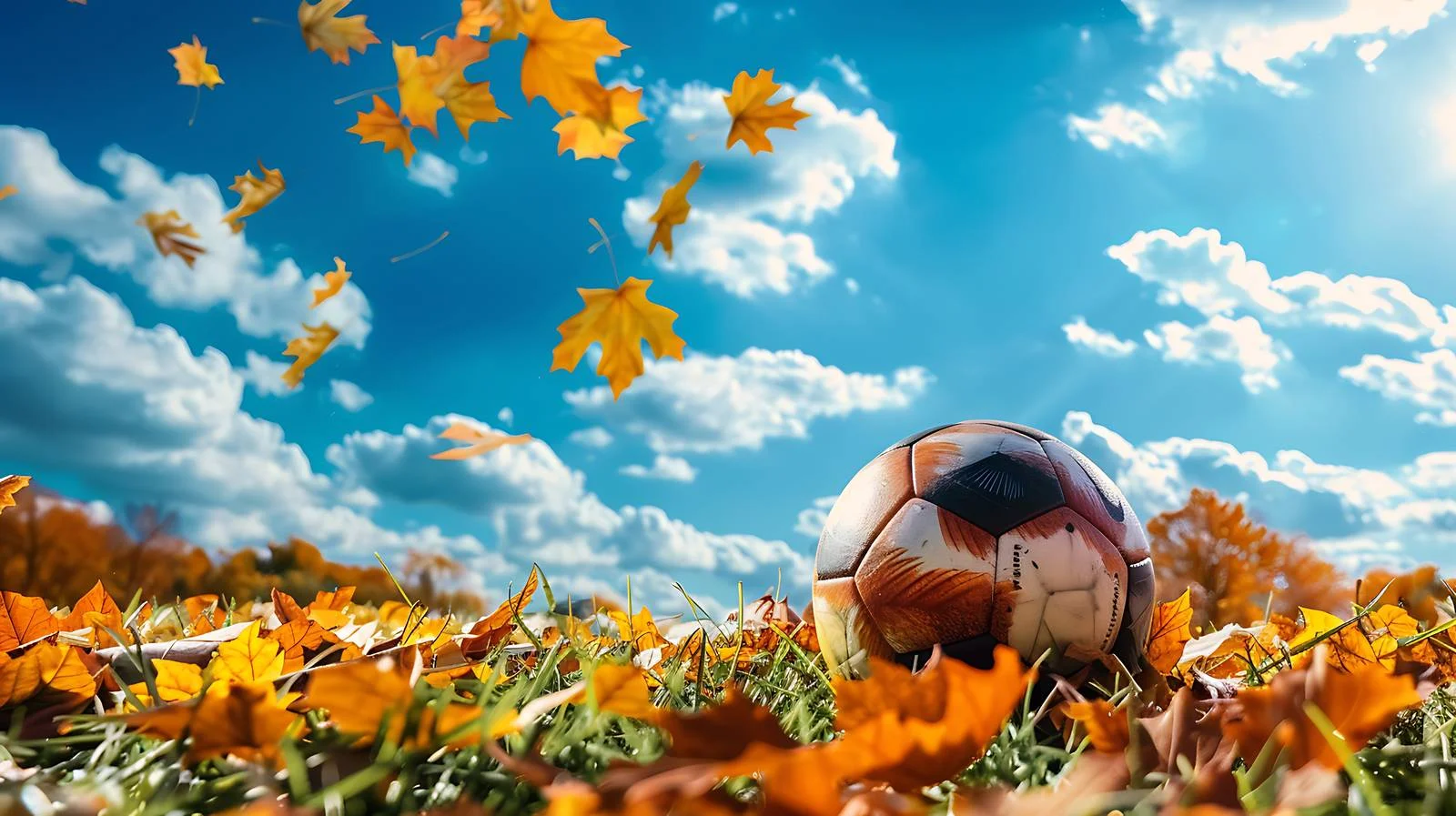 Autumn Football Match Under Blue Sky — free download from Dotvec