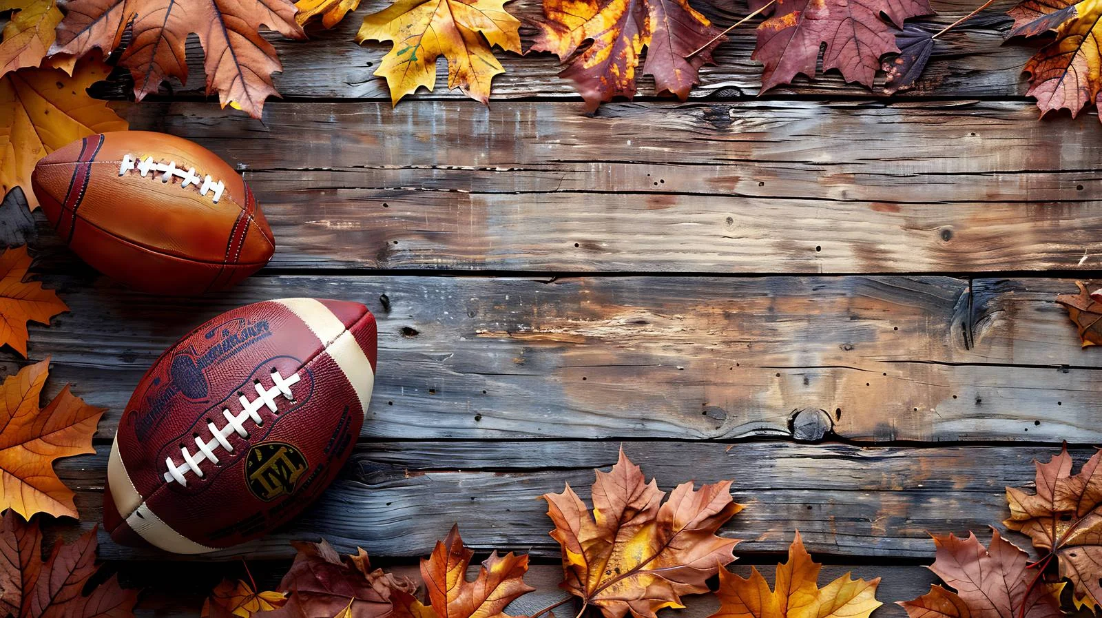 Autumn Football on Wooden Surface From Above — free download from Dotvec