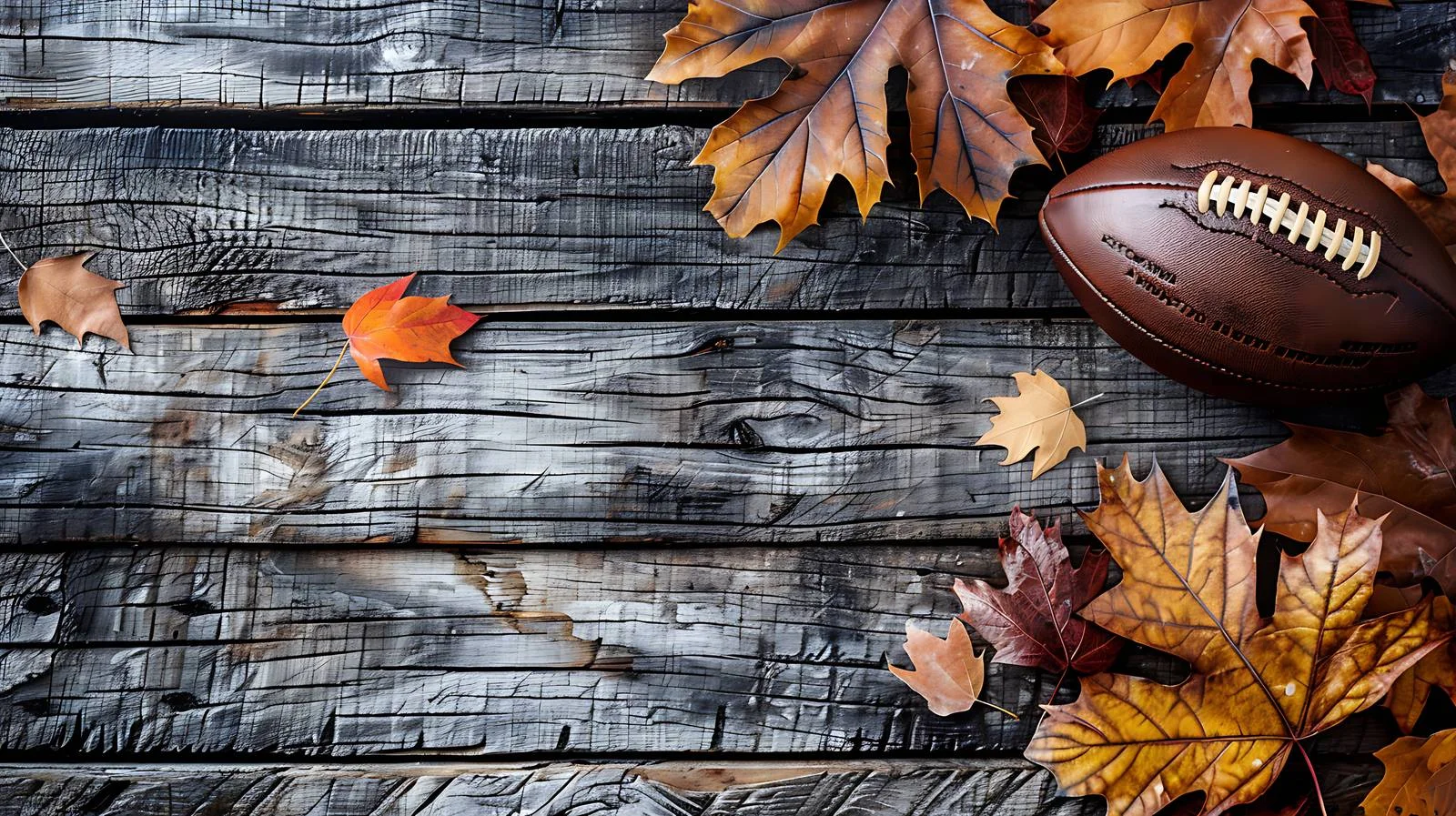 Autumn Football on Rustic Wooden Surface — free download from Dotvec