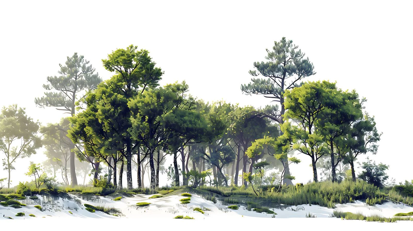 Serene Forestscape on White Background — free download from Dotvec