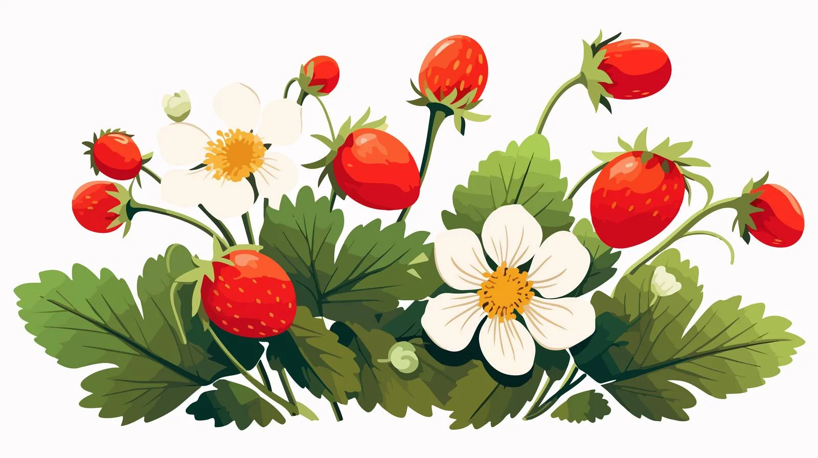 Vibrant Forest Strawberry Plant with Fresh Berries — free download from Dotvec
