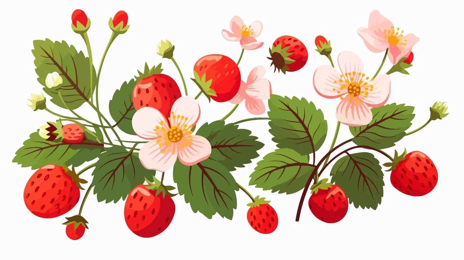 Vibrant Forest Strawberry Plant: Wild Berries — free download from Dotvec