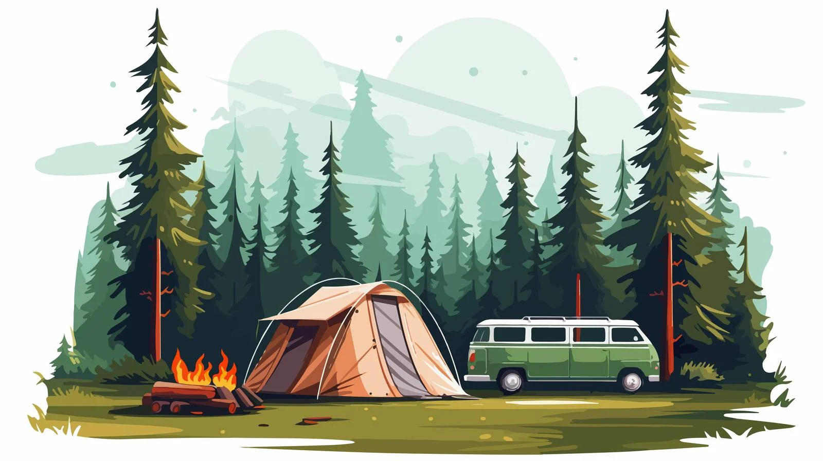 Serene Forest Camping with Tent and Bonfire — free download from Dotvec