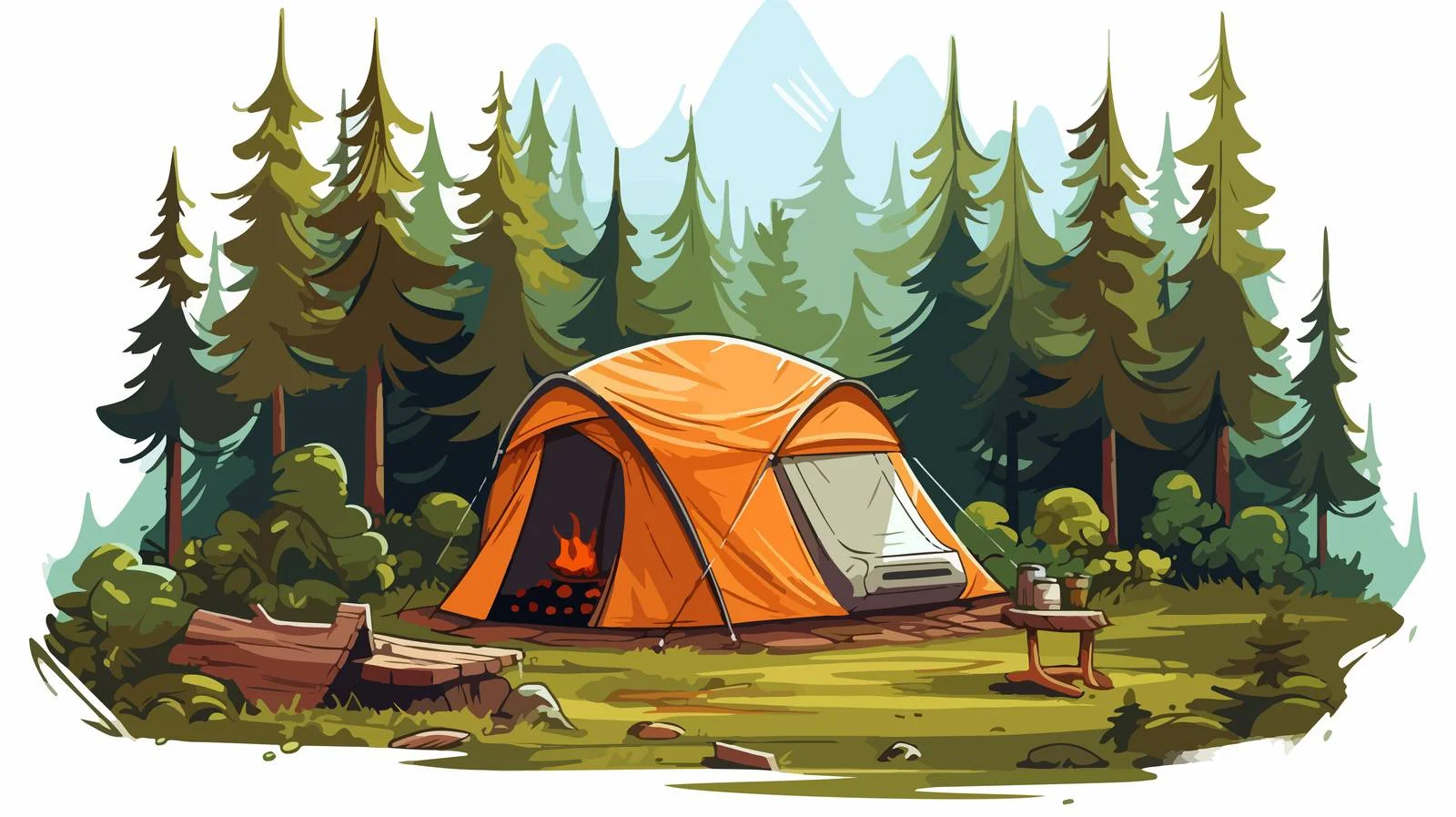 Serenity at Forest Campfire with Tent — free download from Dotvec